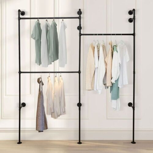Industrial Pipe Wall Mounted Clothing Rack - Lot 420