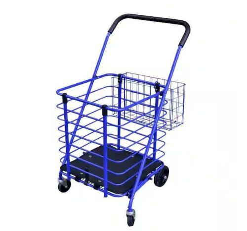 Milwaukee Steel Shopping Cart in Blue with Accessory Basket - Lot 424