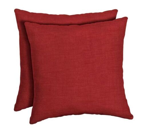 Arden Selections 16 x 16 Ruby Red Leala Square Outdoor Throw Pillow, 2 Pack   - Lot 306