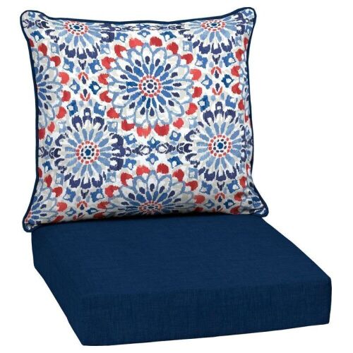Arden Selections ProFoam 24 in. x 24 in. 2-Piece Deep Seating Outdoor Lounge Chair Cushion in Clark Blue - Lot 326