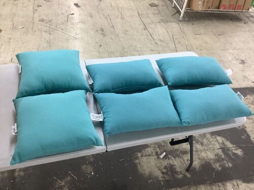 Lot of Greendale Home Fashions Solid Teal Lumbar Outdoor Throw Pillows (4) & Square Throw Pillows (2)  - Lot 540