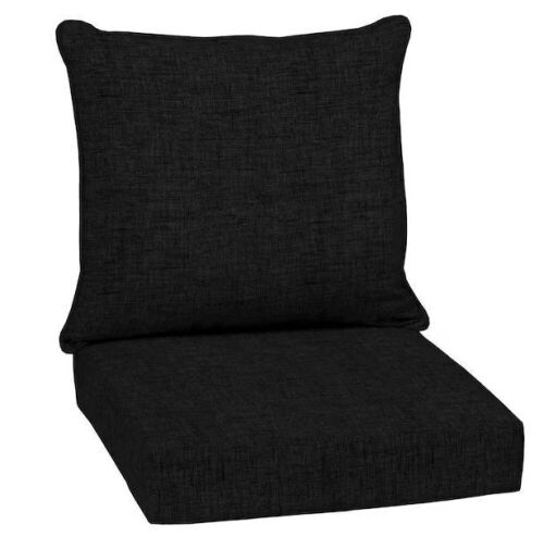 Lot of (2) Arden Selections 24 in. x 24 in. 2-Piece Deep Seating Outdoor Lounge Chair Cushion in Black Leala  - Lot 620