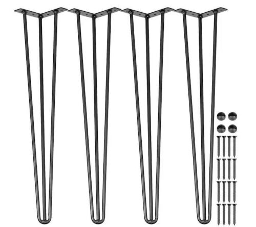 Hairpin Table Legs 26 in. Black Set of 4 Each 220 lbs. Load Capacity   - Lot 680