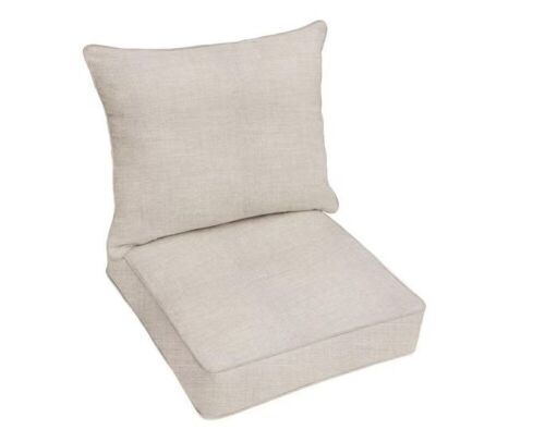 Sorra Home 23 in. x 27 in. Deep Seating Indoor/Outdoor Pillow and Cushion Set in Sunbrella Cast Silver and Taupe  - Lot 700