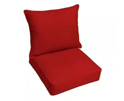 Sorra Home 25 x 25 Deep Seating Outdoor Pillow and Cushion Set in Sunbrella Canvas Jockey Red  - Lot 720