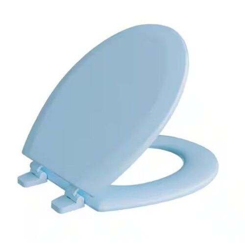 Deluxe Molded Wood Round Closed Front Toilet Seat with Cover and Adjustable Hinge in Regency Blue  - Lot 469