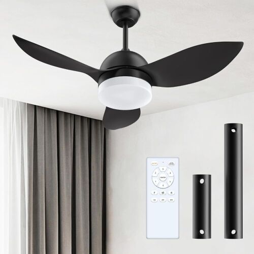  LED Black Ceiling Fan 38" with Quiet DC Reversible Motor 6-Speeds Dimmable Light  - Lot 619