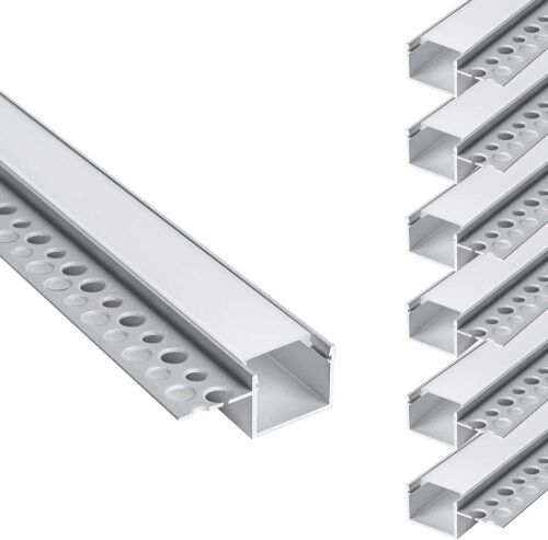  Hunhun 6.6ft Plaster-in Trimless Recessed LED Aluminum Channel with Single Flange, 6 Pack  - Lot 438