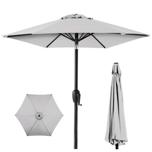 Outdoor Market Patio Umbrella w/ Push Button Tilt, Crank Lift - 7.5ft - Lot 485