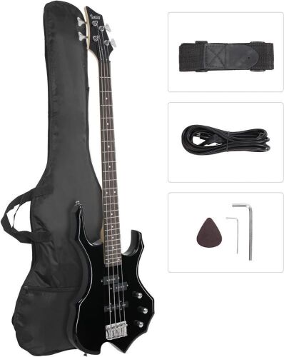  GLARRY Right Hand 4 String Electric Bass Guitar for Beginner with Bag, Strap and Accessories - Lot 77