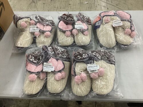 Lot of (5) Funziez! Women's Bootie Slippers, Cream/Pink, XL - Lot 235