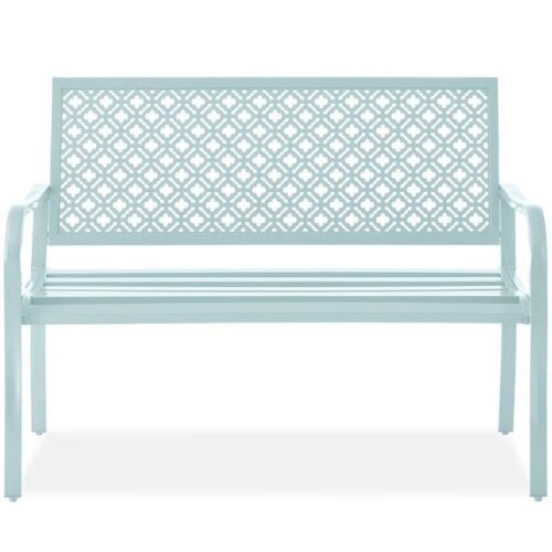 Indoor Outdoor Steel Bench w/ Geometric Backrest, Foot Levelers - Lot 101