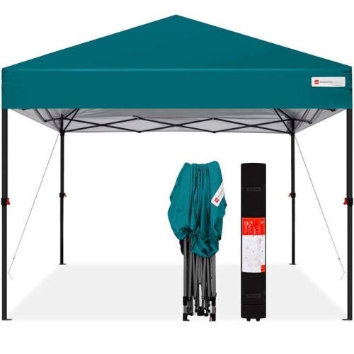 One-Person Setup Instant Pop Up Canopy w/ Case, 4 Weight Bags - 10x10ft - Lot 110