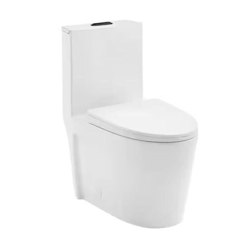 Swiss Madison St. Tropez 1-piece 1.1/1.6 GPF Dual Vortex Flush Elongated Toilet in Glossy White w/ Matte Black Hardware, Seat Included  - Lot 117