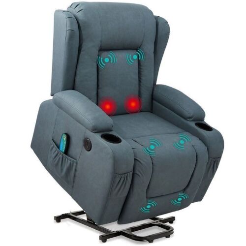 Electric Power Lift Recliner Massage Chair w/ Heat, USB Port, Cupholders - Lot 32