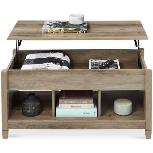 Multifunctional Lift Top Coffee Table w/ Hidden Storage, 3 Cubbies - Lot 192