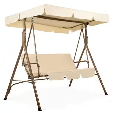 2-Person Outdoor Canopy Swing Glider Furniture w/ Cushions, Steel Frame - Lot 42