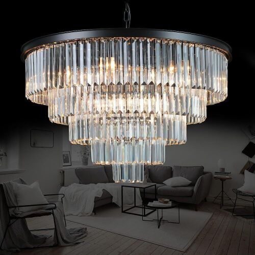 MEELIGHTING Luxury Modern Crystal Chandeliers Light Fixture 5-Tier 16 Lights - Lot 49