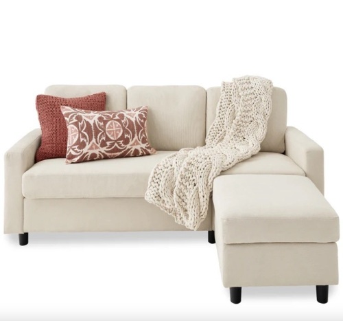 Upholstered Sectional Sofa Couch w/ Chaise Lounge, Reversible Ottoman Bench - Lot 23