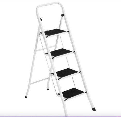 Folding Steel 4-Step Ladder w/ Hand Rail, Wide Steps, 330lbs Capacity - Lot 72