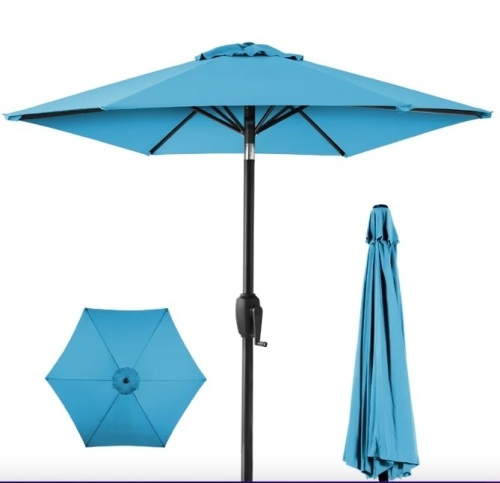 Outdoor Market Patio Umbrella w/ Push Button Tilt, Crank Lift - 7.5ft - Lot 74