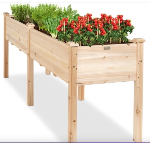 Raised Garden Bed, Elevated Wood Garden Planter Stand - 72x23x30in - Lot 88
