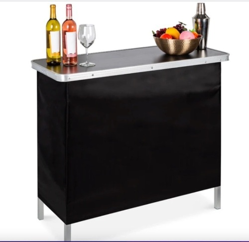 Portable Pop-Up Bar Table w/ Carrying Case, Removable Skirt - Lot 89