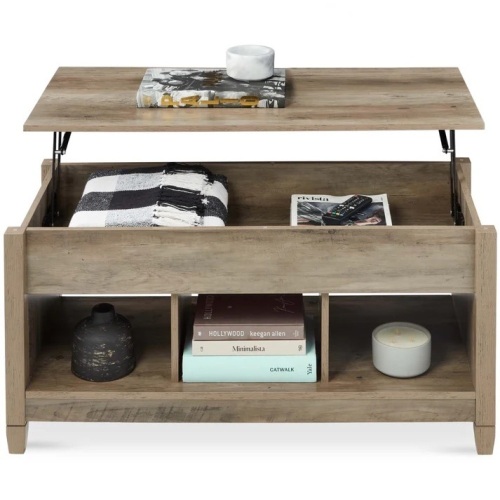 Multifunctional Lift Top Coffee Table w/ Hidden Storage, 3 Cubbies 41"(L) x 18.7"(W) x 24.5"(H) - Lot 104