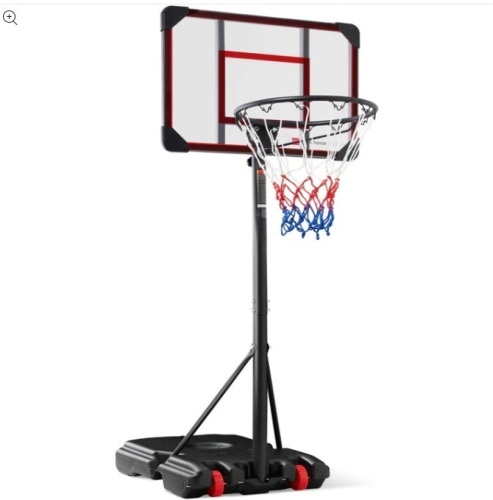 Kids Height-Adjustable Basketball Hoop, Square Backboard w/ 2 Wheels - Lot 107