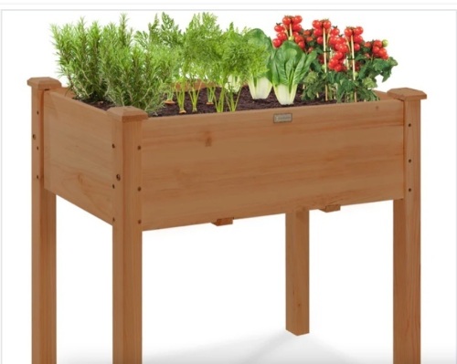 Raised Garden Bed, Elevated Wood Planter Box Stand w/ Bed Liner - 34x18x30in - Lot 171