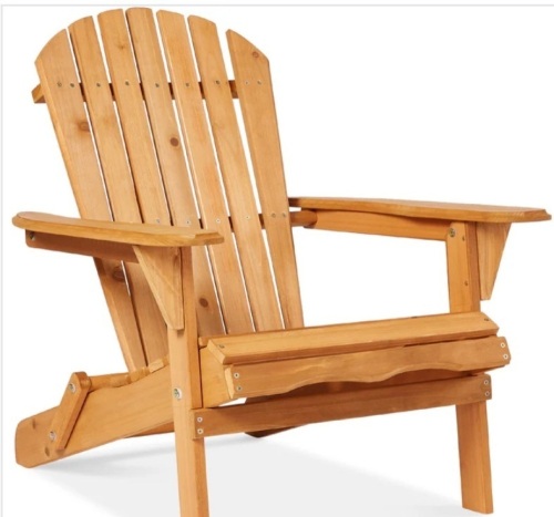 Folding Wooden Adirondack Chair, Accent Furniture w/ Natural Woodgrain - Lot 175