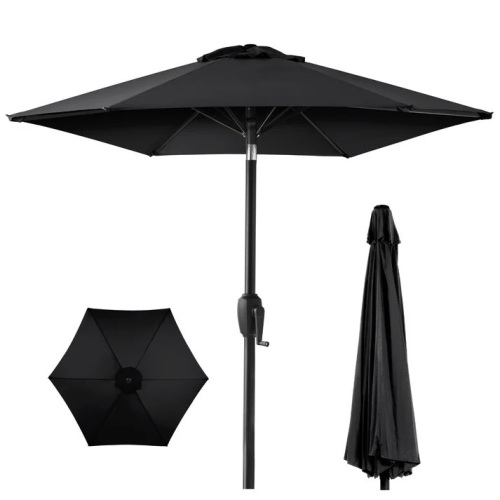 Outdoor Market Patio Umbrella w/ Push Button Tilt, Crank Lift - 7.5ft - Lot 213