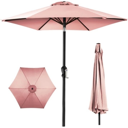 Outdoor Steel Market Patio Umbrella Decoration w/ Tilt, Crank Lift - 10ft - Lot 221