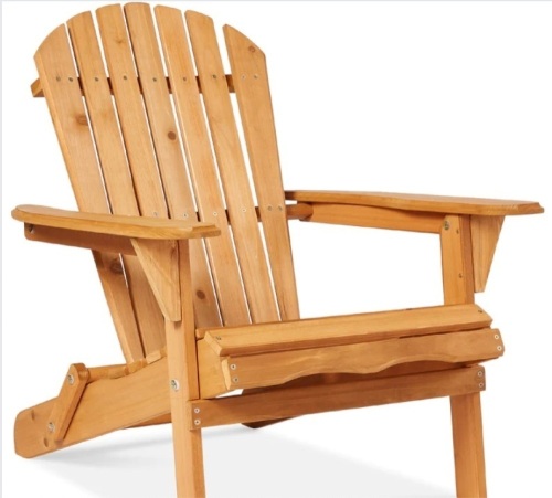 Folding Wooden Adirondack Chair, Accent Furniture w/ Natural Woodgrain - Lot 275