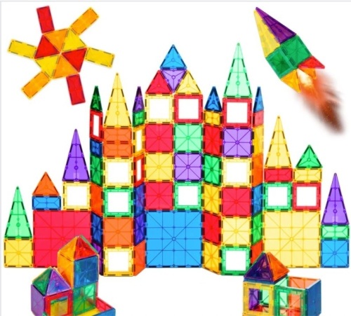 110-Piece Kids Magnetic Tiles STEM Construction Toy Building Block Set - Lot 283