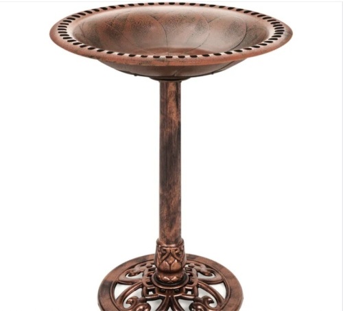 Vintage Outdoor Garden Bird Bath w/ Fleur-de-Lis Accents - Lot 311