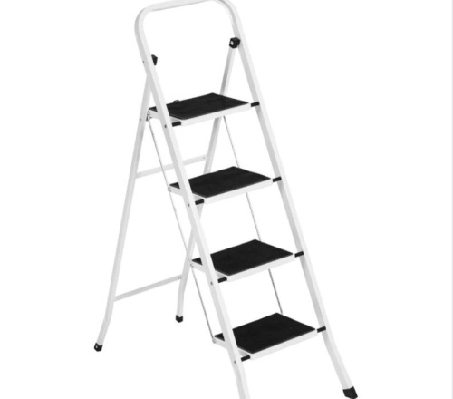 Folding Steel 4-Step Ladder w/ Hand Rail, Wide Steps, 330lbs Capacity - Lot 314