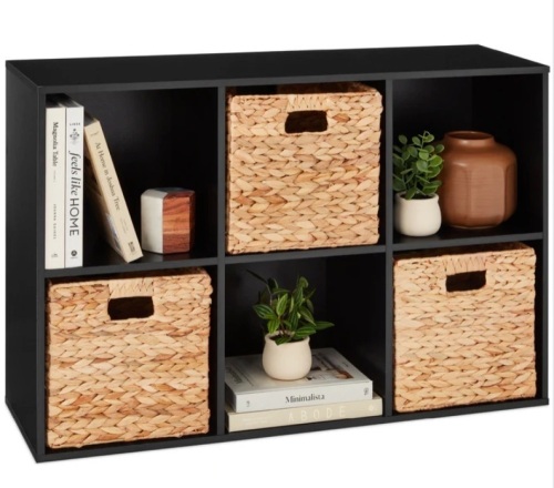 6-Cube Bookshelf, 11in Storage Display w/ Removable Panels, Customizable - Lot 315