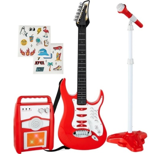 Kids Electric Guitar Toy Play Set w/ 6 Songs, Microphone, Amp - Lot 327