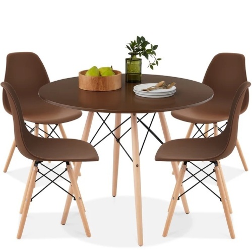 5-Piece Mid-Century Modern Dining Set w/ 4 Chairs, Wooden Legs, Metal Frame - Lot 29