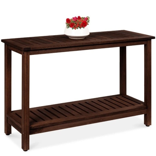 2-Shelf Wooden Console Table Storage Organizer w/ Natural Finish - 48in - Lot 329