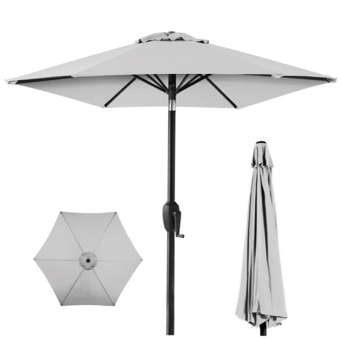 Outdoor Market Patio Umbrella w/ Push Button Tilt, Crank Lift - 7.5ft - Lot 124