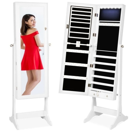6-Tier Standing Jewelry Mirror Armoire w/ LED Lights - Lot 130