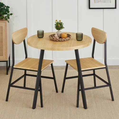 3-Piece Mid-Century Modern Round Dining Set w/ 2 Chairs - Lot 360