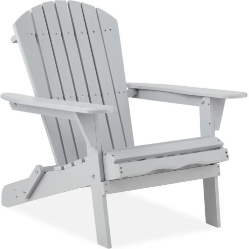 Folding Wooden Adirondack Chair, Accent Furniture w/ Natural Woodgrain 30.5"(L) x 28"(W) x 35"(H) - Lot 361