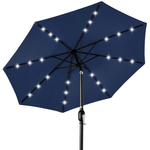 Solar LED Lighted Patio Umbrella w/ Tilt Adjustment, UV-Resistant- 10ft - Lot 263