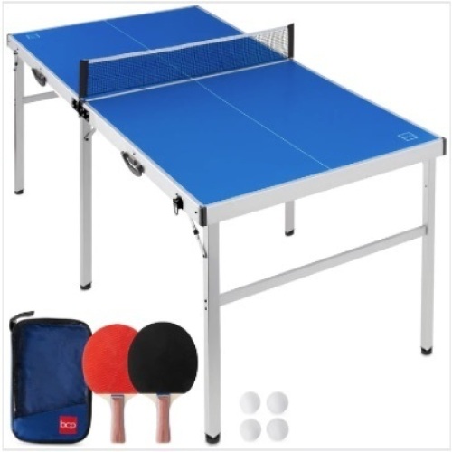 Portable Ping Pong Table Tennis Game Set w/ Paddles, Balls - 6x3ft - Lot 470