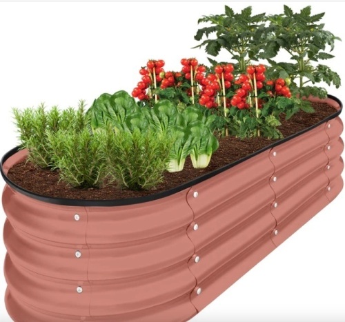Outdoor Raised Metal Oval Garden Bed, Planter Box - 4x2x1ft - Lot 144