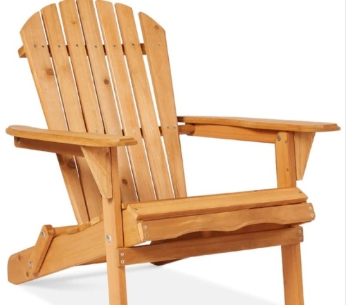 Folding Wooden Adirondack Chair, Accent Furniture w/ Natural Woodgrain - Lot 377