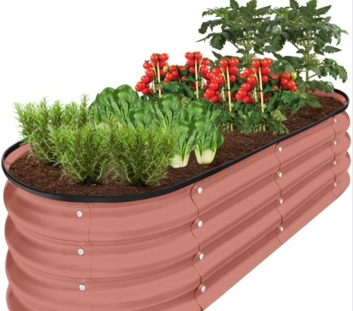 Outdoor Raised Metal Oval Garden Bed, Planter Box - 4x2x1ft - Lot 380